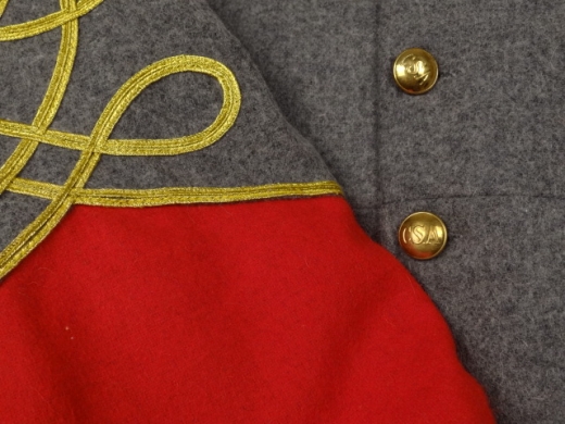 CS Frock Coat hellgrau / rot Captain, 1 reihig, 9 CSA Knpfe, 100% Wolle, Futter 100% Baumwolle