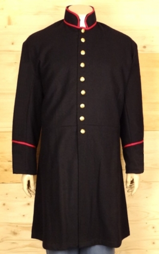 US Frock Coat dunkelblau / rot, 1 reihig, 9 US Adler Knpfe, 100% Wolle, Futter 100% Baumwolle