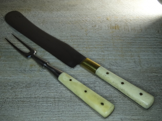 Gabel mit Horngriff, gerader Griff, Material: Eisen nicht rostfrei, Griff Horn, NUR DIE GABEL