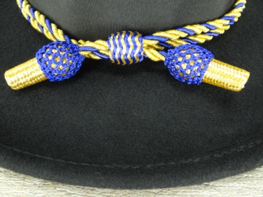 Hutkordel Offizier blau / gold gedreht, Baumwolle mit Metallfaser