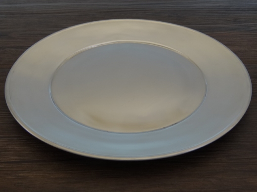 Teller ungepr�gt, flach, tin, ca. 23,5 cm, Wei�blech, verzinnt