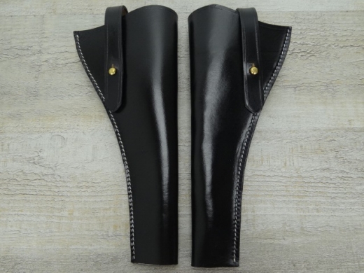 Holster linke Hand schwarz, offen/ open style, Material: Leder, Verschluknopf Messing, PREIS PRO STCK