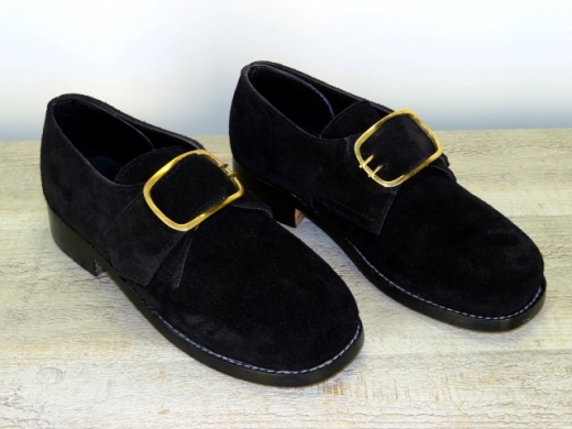 Schnallenschuhe schwarz, doppeltes / dickeres Oberleder, runde Form, Material: Oberleder, Futter, Sohle 100% Leder