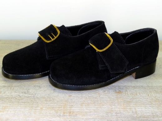 Schnallenschuhe schwarz, doppeltes / dickeres Oberleder, runde Form, Material: Oberleder, Futter, Sohle 100% Leder