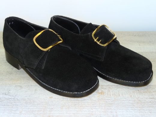 Schnallenschuhe schwarz, doppeltes / dickeres Oberleder, runde Form, Material: Oberleder, Futter, Sohle 100% Leder
