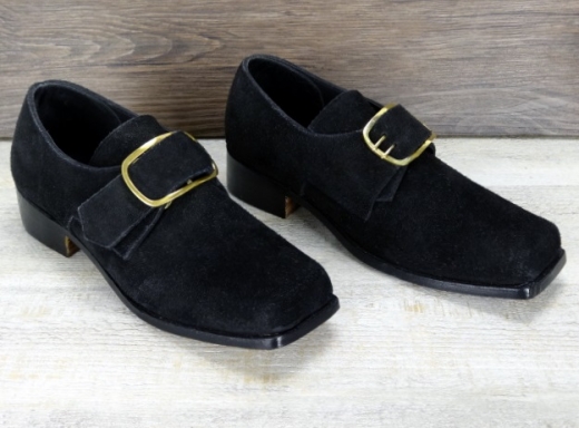 Schnallenschuhe schwarz doppeltes / dickeres Oberleder eckige Form, Material: Oberleder, Futter, Sohle 100% Leder
