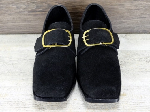 Schnallenschuhe schwarz doppeltes / dickeres Oberleder eckige Form, Material: Oberleder, Futter, Sohle 100% Leder
