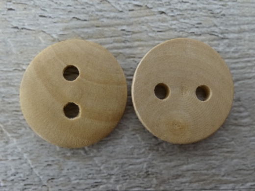 Holzknopf, 2 Loch, natur, 2,4 cm, Preis pro Stck