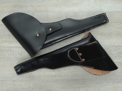 Holster linke Hand schwarz Colt Walker, Material: Leder, Verschluknopf Messing, PREIS PRO STCK