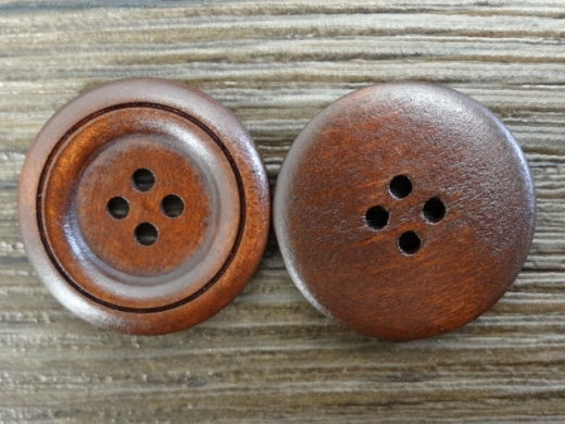 Holzknopf, 4 Loch, rotbraun, 3,0 cm, Preis pro Stck