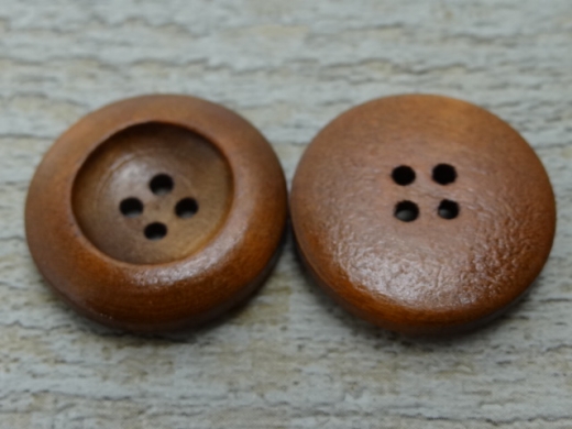 Holzknopf, 4 Loch, rotbraun 2,5 cm