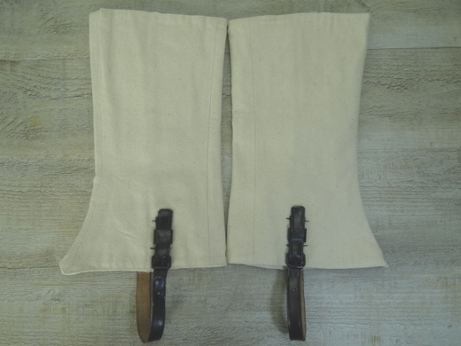 unbeschichtete Gamaschen, 100% Baumwolle, mit Lederriemen