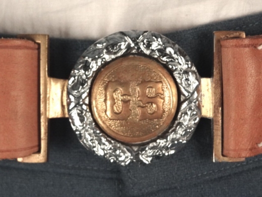 CS Koppel, 2 teilig, CS Block skript, silberfarbener Kranz, natur, Lnge auswhlbar, Material: Koppel Leder, Schliee Messing