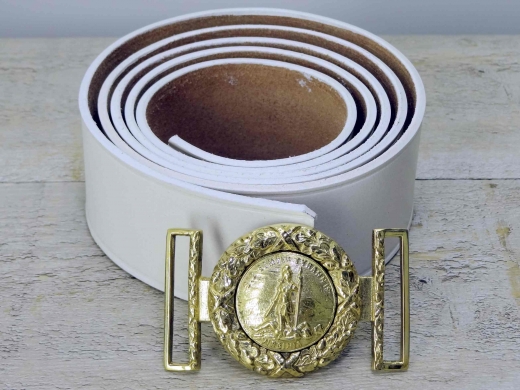 CS Koppel mit 2 teiliger Virginia Schliee, wei, Lnge auswhlbar, Material: Koppel Leder, Schliee Messing