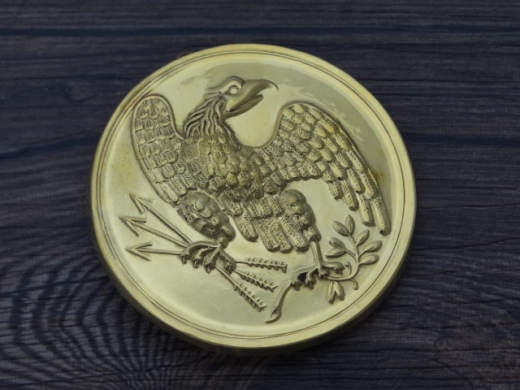 US Adler Plakette rund, Messing gestanzt, bleigefllt