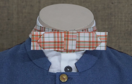 Fliege orange/ grn/ wei kariert, Cravat, matt, schmal, 100% Baumwolle