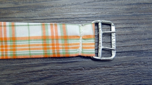 Fliege orange/ grn/ wei kariert, Cravat, matt, schmal, 100% Baumwolle