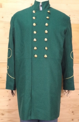 Frock Coat grn Lieutenant, 2 reihig, 14 Adler Knpfe, 100% Wolle, Futter 100% Baumwolle