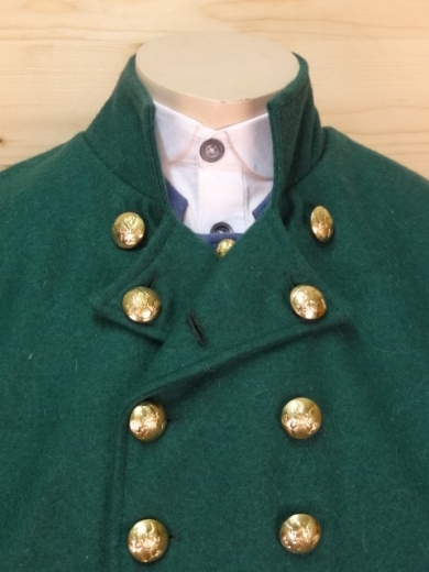 Frock Coat grn Major - Colonel, 2 reihig, 14 Adler Knpfe, 100% Wolle, Futter 100% Baumwolle