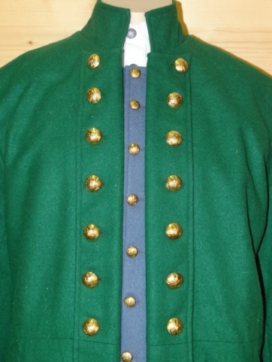Frock Coat grn Major - Colonel, 2 reihig, 14 Adler Knpfe, 100% Wolle, Futter 100% Baumwolle