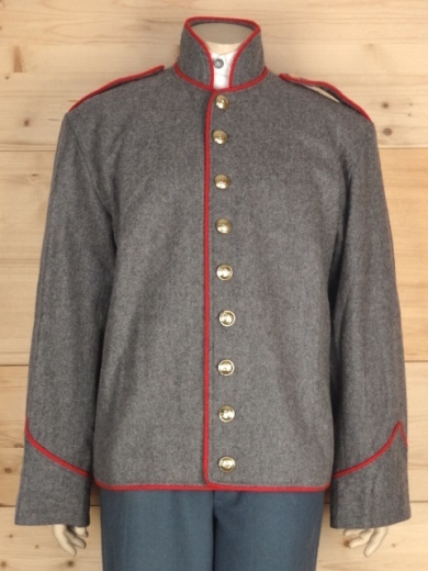 CS Shell Jacket hellgrau, Waffenfarbe rot paspeliert, Oberstoff: reine Wolle, Futter: 100% Baumwolle