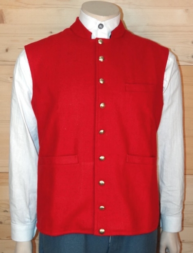 CS Weste rot, mit 9 Messing Kn�pfen, Front 100% Wolle, Futter und R�cken 100% Baumwolle