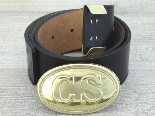 Koppel schwarz mit CS Schliee und Beltkeeper, Material: Koppel Leder, Schliee Messing gestanzt bleigefllt, Beltkeeper: Messing