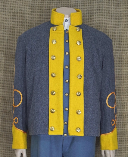 CS Shell Jacket Captain, gelbe Waffenfarbe, 14 CSA Knpfe, doppelreihig, Oberstoff: reine Wolle, Futter: 100% Baumwolle