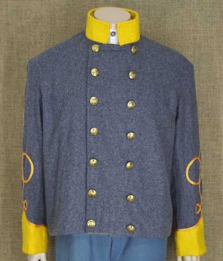 CS Shell Jacket Captain, gelbe Waffenfarbe, 14 CSA Knpfe, doppelreihig, Oberstoff: reine Wolle, Futter: 100% Baumwolle
