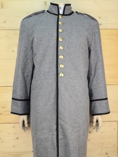 CS Frock Coat hellgrau mit Schulterklappen paspeliert in Waffenfarbe schwarz, 1 reihig, 9 Knpfe, 100% Wolle, Futter 100% Baumwolle