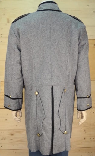 CS Frock Coat hellgrau mit Schulterklappen paspeliert in Waffenfarbe schwarz, 1 reihig, 9 Knpfe, 100% Wolle, Futter 100% Baumwolle