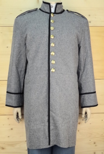 CS Frock Coat hellgrau mit Schulterklappen paspeliert in Waffenfarbe schwarz, 1 reihig, 9 Knpfe, 100% Wolle, Futter 100% Baumwolle