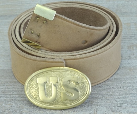 Koppel natur mit US oval Vollmessing Schliee mit Beltkeeper, Material: Koppel Leder, Schliee + Beltkeeper Messing