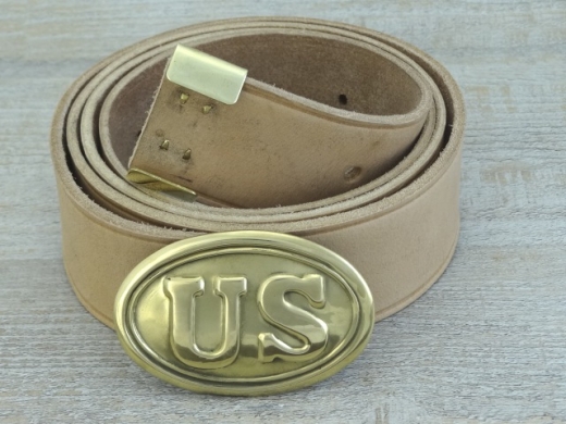 Koppel natur mit US Schliee + Beltkeeper Material: Koppel Leder, Schliee Messing gestanzt bleigefllt, Beltkeeper: Messing