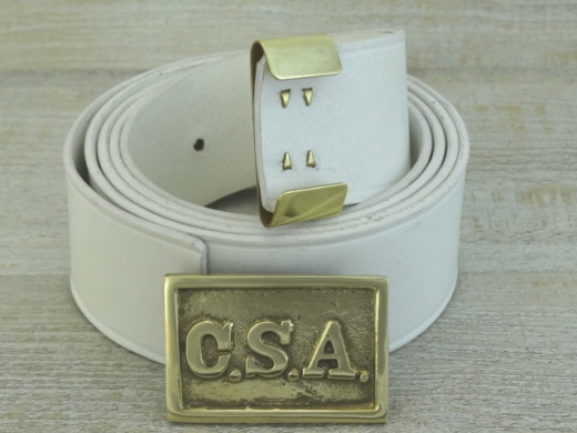 Koppel wei� mit CSA Kasten Schlie�e und Beltkeeper, Material: Koppel Leder, Schlie�e + Beltkeeper Messing