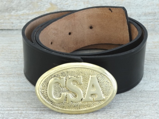 Koppel schwarz mit CSA oval Vollmessing Schliee, Material: Koppel Leder, Schliee Messing