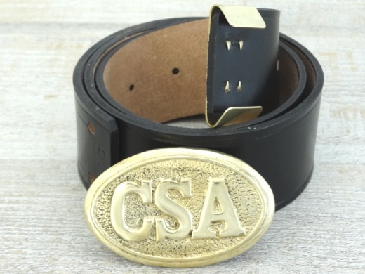 Koppel schwarz mit CSA oval Vollmessing Schliee und Beltkeeper