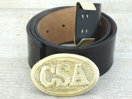 Koppel schwarz mit CSA oval Vollmessing Schliee und Beltkeeper, Material: Koppel Leder, Schliee + Beltkeeper Messing