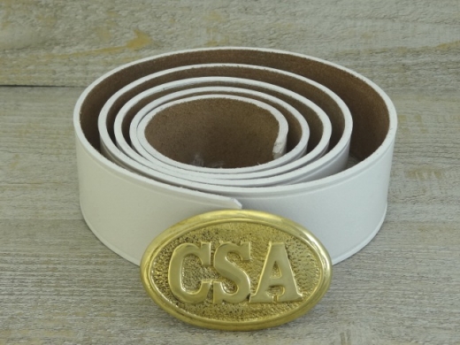 Koppel wei� mit CSA oval Vollmessing Schlie�e, Material: Koppel Leder, Schlie�e Messing