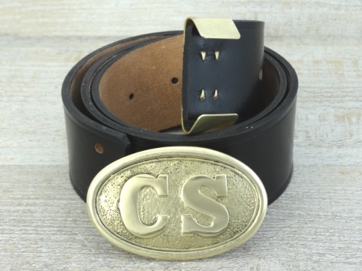 Koppel schwarz mit CS oval Vollmessing Schliee und Beltkeeper