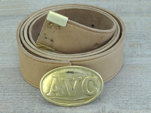 Koppel natur mit AVC Vollmessing Schliee und Beltkeeper, Material: Koppel Leder, Schliee + Beltkeeper Messing