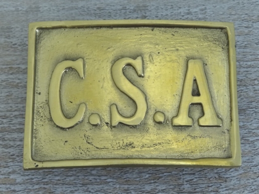 Schliee CSA, rechteckig, 3 feste Haken, ca.: 7,5 cm x 5,5 cm, Material: Messing
