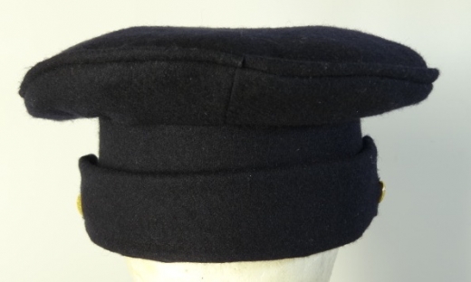 dunkelblaues US Forage Kepi 1839 ( Wheel Hat) mit Lederschirm 1. Model, auen 100% Wolle, Futter 100% Baumwolle, Schirm / Schweiband 100% Leder