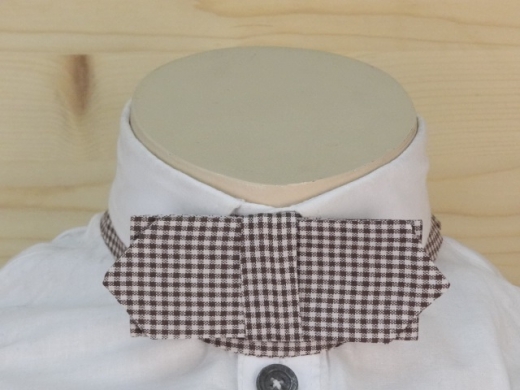Fliege braun / wei kariert, Cravat, matt, breit, 100% Baumwolle