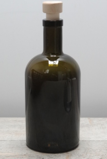 Rundflasche, ca. 500 ml mit Griffkorken antikgrn