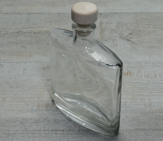 Flachmannflasche, ca. 200 ml mit Griffkorken, klar