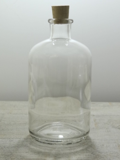 Rundflasche,  ca. 1000 ml mit Korken klar