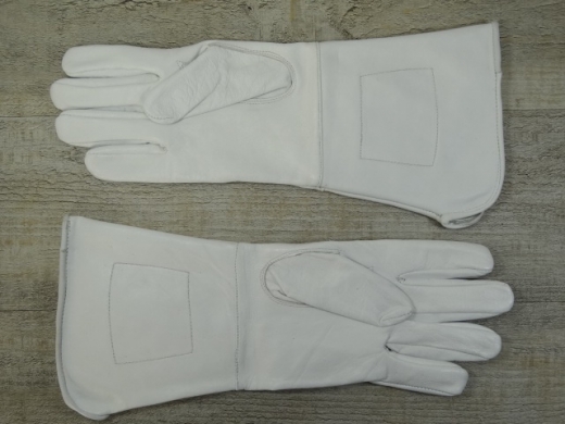 weie Herren Lederhandschuhe, mit Stulpe, aufgesticktes Texas Emblem, Material: 100% Leder