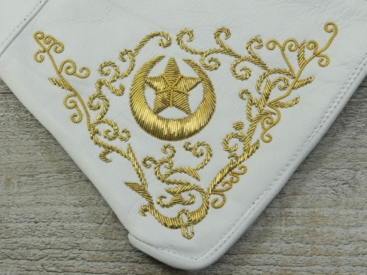 weie Herren Lederhandschuhe, mit Stulpe, aufgesticktes Texas Emblem, Material: 100% Leder