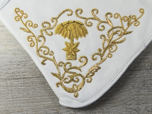 weie Herren Lederhandschuhe, mit Stulpe, mit aufgesticktem Palmetto SC Emblem, Material: 100% Leder